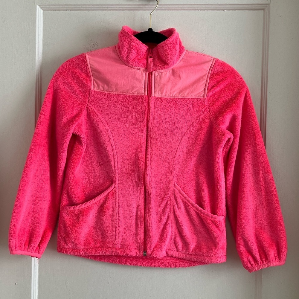 Children’s Place M 7/8 Hot Pink Fuzzy Fleece Full Zip Jacket - Picture 3 of 10